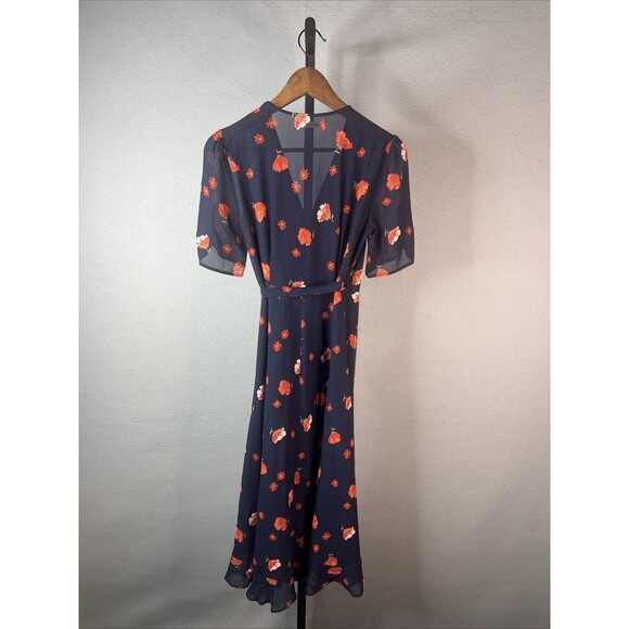 Reformation Wrap Dress Womens XS Napa Cha Cha Blue Red Floral Midi Dainty - Picture 2 of 11